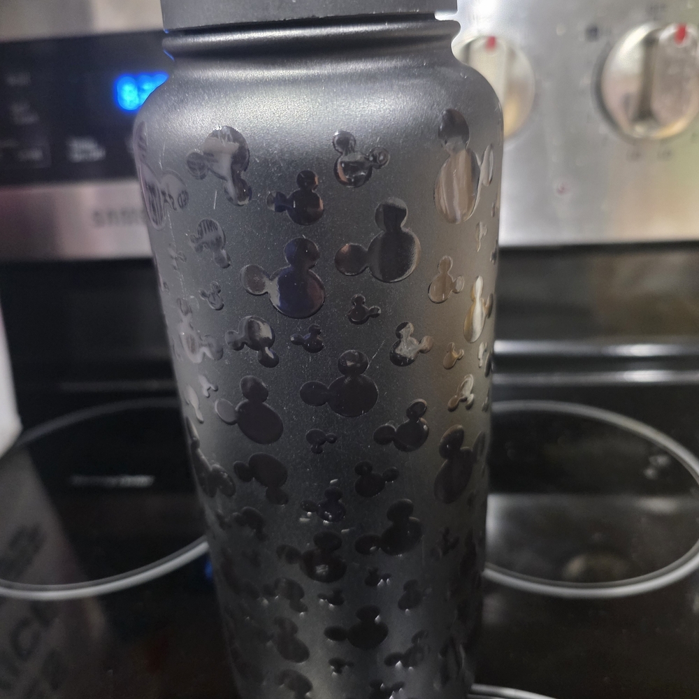 Black Stainless Steel Mickey Pattern Water Bottle